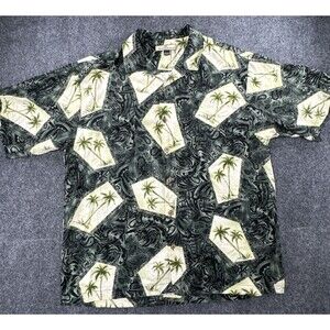 Tommy Bahama 100% Silk Camp Shirt Men’s Large Palm Tree Hawaiian Aloha